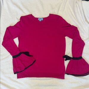 CeCe Fuchsia Sweater with Bell Cuffs - L